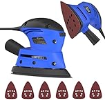 Palm Detail Sander with Dust Collection, 6pcs Sandpapers, 130W 12000RPM Electric Detail Mouse Sanders, 6 Speeds Adjustable Palm Sander, Wood Hand Sanders,Sanding Machine, for Sanding/Polishing, Wall