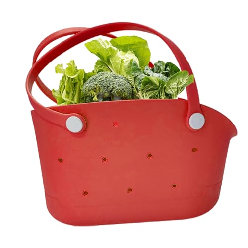 Bolsa de playa de goma, pequeña bolsa de transporte impermeable | Accesorios de viaje de moda lavable resistente a la arena para hombres mujeres al aire libre piscina barco deporte, rojo, Ver