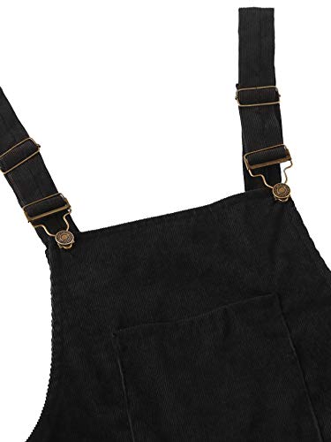 Floerns Women's Corduroy Bib Pocket Pinafore Overall Dress Black S #TOP2