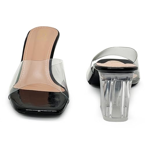 Image of WFS Women's Transparent Strap 2.5 Inch Block Heel Sandal