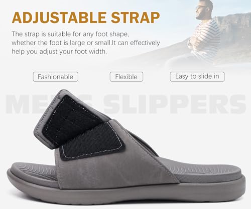 Image of ONCAI Mens Sandals Adjustable Straps Orthotic Plantar Fasciitis Open Toe Athletic Sport Slides with Soft Comfy Arch Support Footbed Size 7.5-15