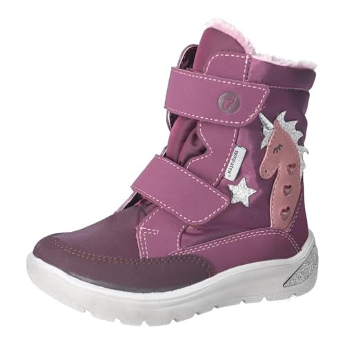 RICOSTA Mädchen Stiefel Annika Kinder Boots Weite: Mittel lose Einlage Sympatex Blinklicht Klettstiefel Booties Merlot (380) 27 EU
