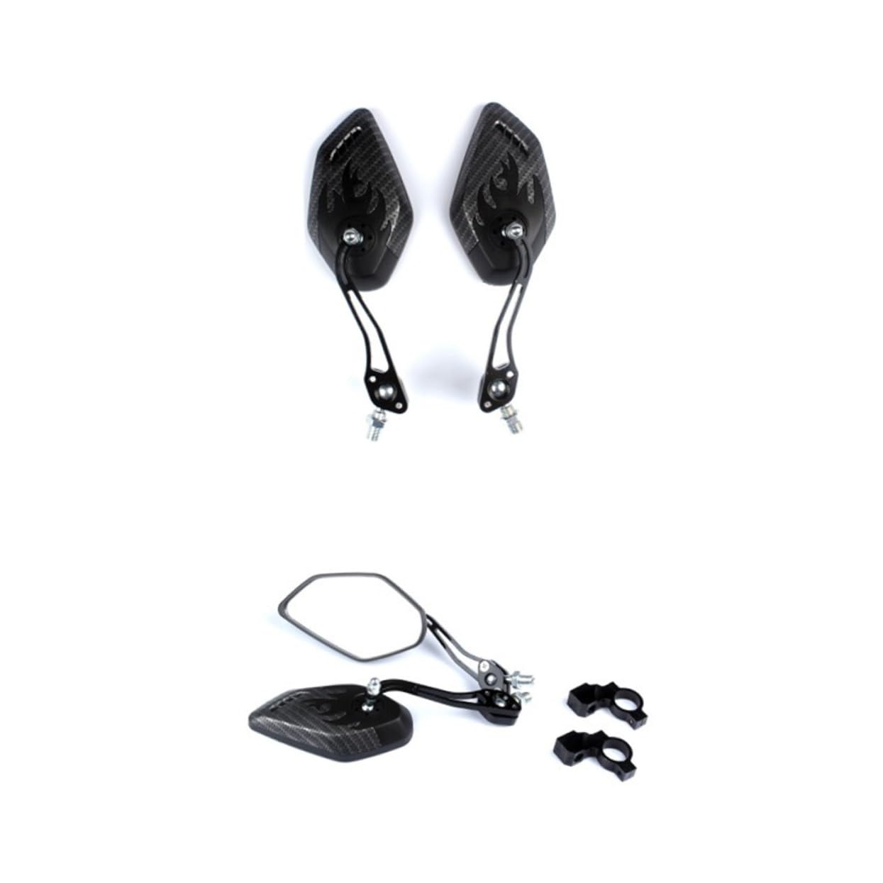 Specchietti Manubrio per Bicicletta Coppia Nero Carbonio | Manubrio 21-23mm, Lega di Alluminio e Abs, Angolo Ampio Regolabile e Rotazione Completa