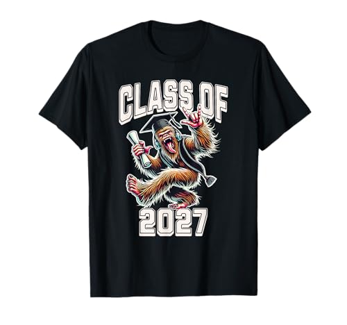 Class of 2027 Graduation Bigfoot Rock On T-Shirt