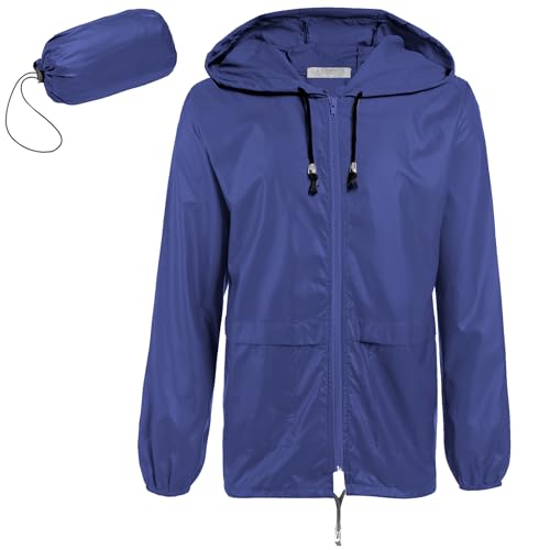 Image of COOFANDY Mens Packable Rain Jacket Lightweight Waterproof Raincoat with Hood Outdoor Rain Gear Travel Hiking Cycling