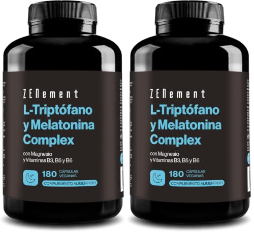 L-Triptófano y Melatonina - con Magnesio y Vitaminas B - 180 Cápsulas (Paquete de 2)