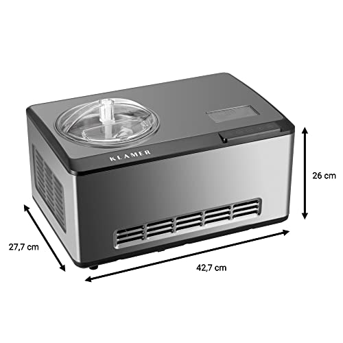 KLAMER 2-in-1 Eismaschine & Joghurtbereiter 2 L, 180 W Eiscrememaschine aus Edelstahl mit Kühl- und Heizfunktion, hausgemachtes Speiseeis mit selbstkühlendem Kompressor, mit digitalem Rezeptbuch – Bild 6