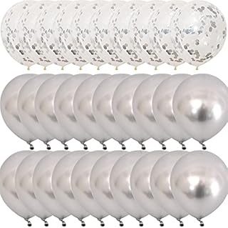 Vicor Silver Balloon,15 Pieces Metallic Silver Latex Balloons,12 inch Silver Confetti Balloons for Birthday Wedding Baby Shower Party Decoration