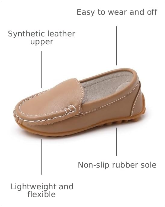 Image of SOFMUO Boys Girls Leather Loafers Slip-On Oxford Flats Boat Dress Schooling Daily Walking Shoes(Toddler /Little Kids)