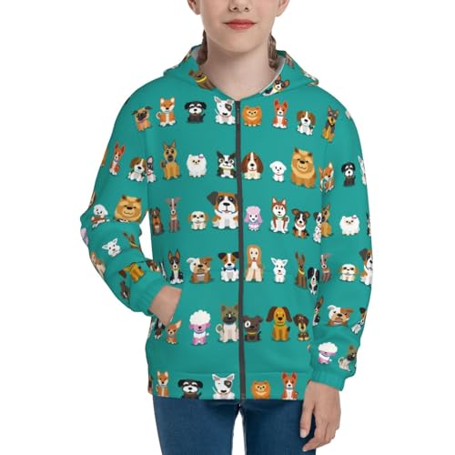 Cartoon Dogs Kid Hoodies Boys Zip Up Sweatshirts Girls Pullover with Pocket3