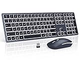 seenda Wireless Backlit Keyboard and Mouse Combo, 2.4G USB Silent Keyboard and Mouse Rechargeable...