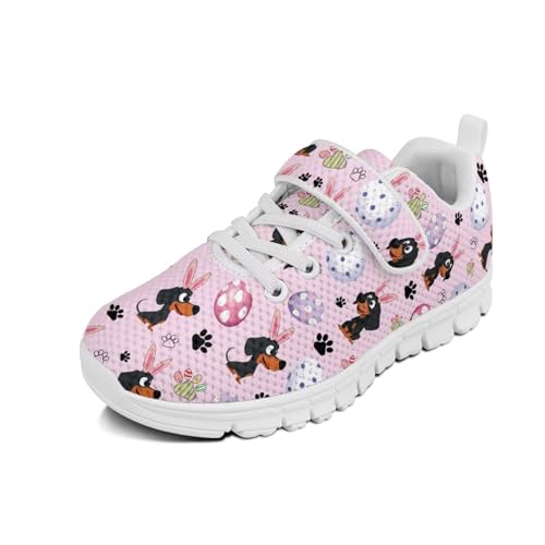 Easter Pattern Running Shoes Boys Girls Sneakers with Hook and Loops Single Buckle Hiking Shoes for Kids Comfortable Footwear