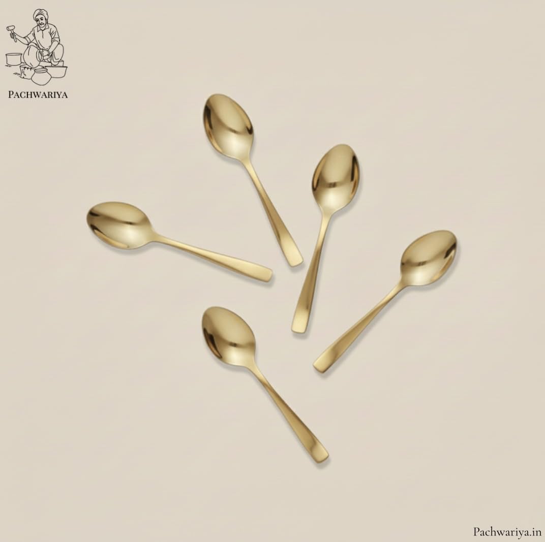 Brass Masala Spoons - Set of 6 for Indian Kitchen -5