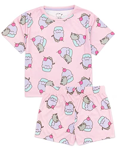 Pusheen Girls Pajama Set | 2 Pack Multicoloured Short Sleeve T-Shirt with Shorts Nightwear PJs For Kids3