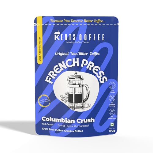 Image of Kents Coffee Colombian Crush - French Press Coffee | Sweet, Smooth And Caramel Notes | Low Acidity | Light - Medium Roast Special Blend (100Gm)