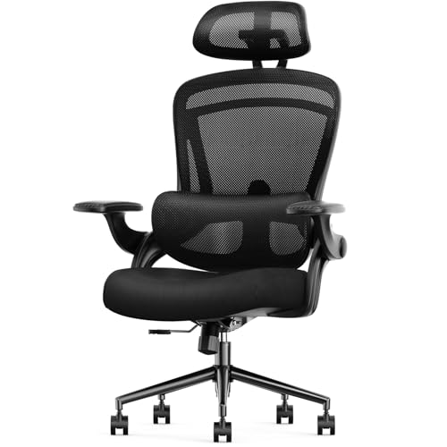 Sweetcrispy Ergonomic High Back Office Chair with 2D Headrest, Up&Down Lumbar Support, Swivel...