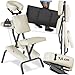 Produktbild tectake® Massagestuhl klappbar, ergonomischer Hocker ohne Armlehne, Mobile Portable Behandlungsliege zusammenklappbar, Massage Stuhl mit Zubehör Tragetasche - beige
