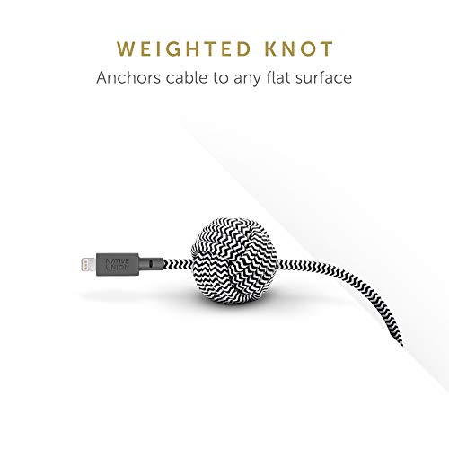 Native Union Night Cable - 10Ft Ultra-Strong Reinforced [Mfi Certified] Durable Lightning To Usb Charging Cable With Weighted Knot Compatible With Iphone/Ipad (Zebra) - Responsible Packaging #TOP2