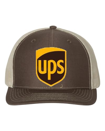 United Parcel Service Official Style Color Richardson 112 Snapback Trucker Embroidered Patch Front Brown Knaki Baseball Cap Hat 6 Panel