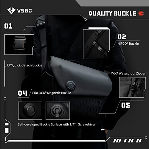 Image of VSGO 6L Quick-Access Waterproof Crossbody Camera Shoulder Bag V-BP04 | for DSLR and Mirrorless Cameras, Instant Magnetic-Mechanical Open & Close, Customizable Compartment, Adjustable Strap