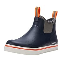 HISEA Men's Deck Boots Saltwater Fishing Booties Waterproof Ankle Rain Boots High Traction, Navy