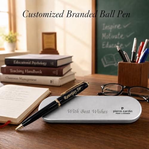 Image of SAVRI Customized Black Ball Pen with Name Engraved & Box Message | Personalized Pen Gift for Men & Women | Customised Pen for Teachers Day Birthday Farewell Retirement Corporate Gifting & Appreciation