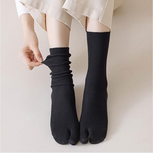 Cute Two Toe Crew Socks Flip Flop Wooden Clogs Tabi shoes Soft Breathable Cotton Casual Socks For Teen Girls4