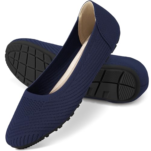 Image of Reimferce Women Comfortable Casual Flats: Lightweight & Anti-Slip for Outdoor Walking - Soft Insole & Breathable Knit for Confidence - Women 25-45