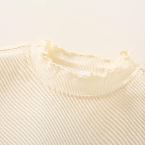 Girls Summer Tank Tops Lettuce Trim Sleeveless Shirts Mock Neck Ribbed Knit Pullover Top4