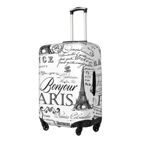 Vintage Paris Black And White Nostalgic Luggage Cover, Protective Washable Suitcase Cover - Travel High Elastic Fibers Suitcase Protector Fits Medium2