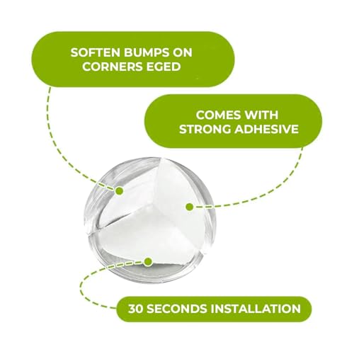 Image of Safe-O-Kid (Pack of 8) Ball Shaped Baby Safety Corner Guards with Strong 3 M Adhesive- Transparent Extra Safe, BPA Free, Non-Toxic, Elegant,Soft & Safe, Furniture Protectors - Transparent