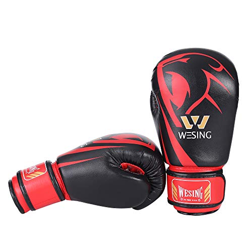 Wesing Kids Professional Boxing Gloves Men Women Boxing Gloves Kickboxing Sparring Workout Training Gloves For Kids (Red, 6Oz) #TOP2