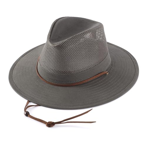 Image of Home Prefer Cotton Summer Fedora Hat Wide Brim Sun Hats for Men Women UPF 50+ Sun Protection Cap for Fishing Hiking