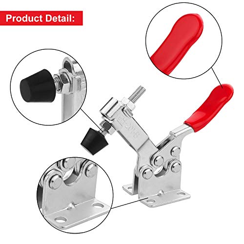 Seuenelf AOUS-TOGGLECLAMP-201B-6P-200820 6Pack Hand Tool Toggle Clamp, 201B Antislip Red Horizontal Toggle Clamp, Quick Release Hold Down Latch thumb #2