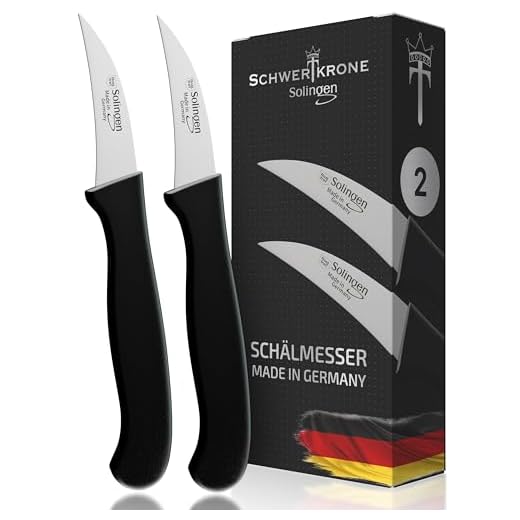 Schwertkrone Set Coltelli da Cucina Solingen Made in Germany - Acciaio Inox Professionale e Affilato - Spelucchino Curvo per Frutta, Verdura e Funghi