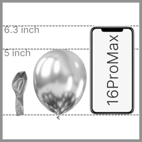 Image of PartyWoo Metallic Silver Balloons 100pcs 5 Inch Silver Chrome Balloons for Graduation Wedding Baby Shower Bachelorette Bridal Shower Anniversary Engagement Birthday Party Decorations Silver-G102