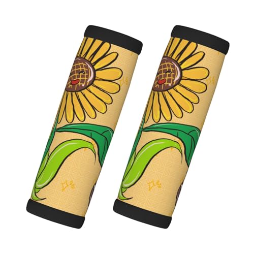 2 Pcs Luggage Handle Wraps, Sunflower Seeds and Sunflowers Print Grip Handle Cover/Travel Bag Identifier for Suitcase Accessories