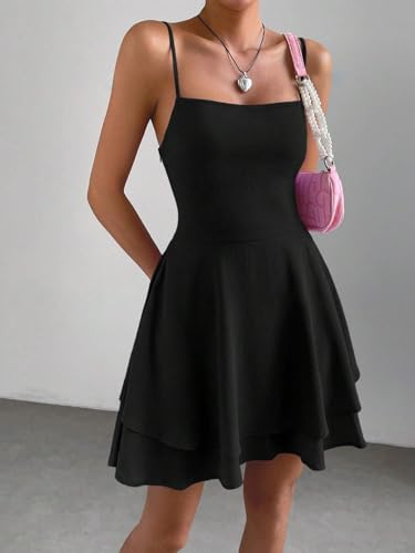 Image of Women's Elegant Floral Dress Coll. (All-Seasons) - Sleeveless /Short /Midi, V-Neck Ruffle, Fashion Casual Party Dresses