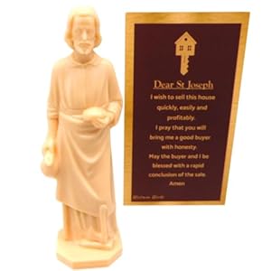 Westmon Works St Joseph House Selling Statue and Double Sided Prayer Card Faith-Based Figurine with Prayer for Selling Homes, Made in The USA
