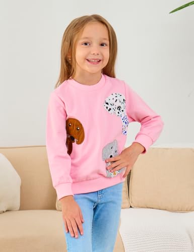 Toddler Baby Girls Sweatshirts Crewneck Pullover Long Sleeve Shirts Tops Girl Fall Winter Clothes 2-8T3