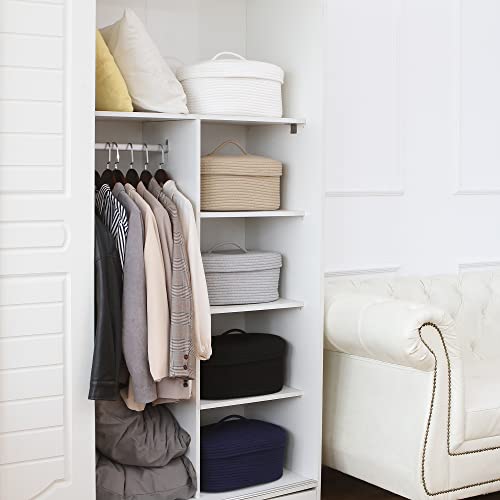 Sea Team Oval Cotton Rope Storage Basket With Lid, Lidded Woven Storage Bin, Nursery Storage Container, Diaper Caddy, Baby Shower Basket, Box, Organizer, 15 X 11 X 6.5 Inches (Medium, White) #TOP5