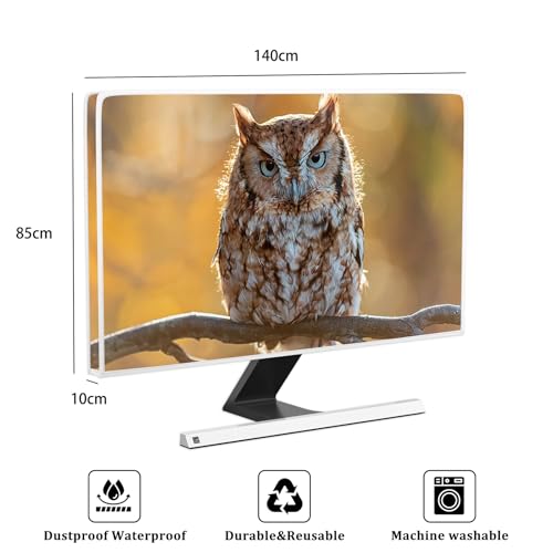 Image of Owl Waterproof 58,59,60 Inch TV Dust Cover Anti-Static Dustproof Natural Animals Screen TV Covers for LCD LED PC Desktop and Home Hanging TV During House Moving,Storing, or Home Renovation
