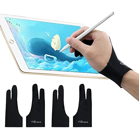 Asonen - Artist Gloves for Drawing,Single-layer thickened Fixed type,Two Fingers Gloves for sketching, inking, coloring and digital drawing on graphics tablets, Universal Right and Left Hands Cover