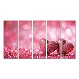 islandburner Prime Bild auf Leinwand Zwei funkelnde Herzen vor einem verschwommenen rosa Valentinstag-Motiv Schlafzimmer Geschenkeladen Bilder Wandbilder Poster