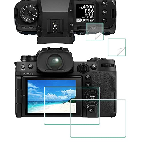 ULBTER Screen Protector for Fujifilm X-H2S X-H2 Fuji XH2S XH2 LCD + PET Top Flim [2+2Pack] 9H Hardness Tempered Glass Anti-Scrach Anti-Bubble