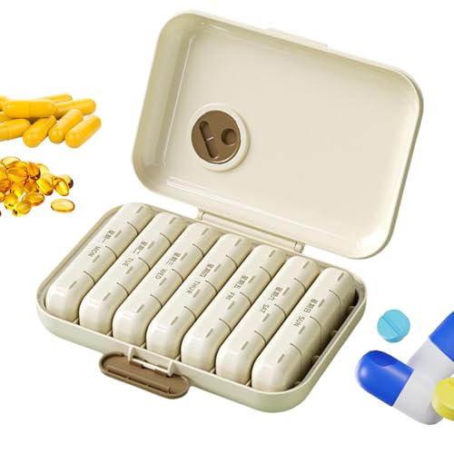 Organizador semanal de píldoras | Pastillero diario, organizador diario con gran apertura, estética de 7 días, estuche de viaje para suplementos