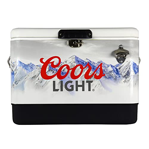 Coors Light Ice Chest Beverage Cooler With Bottle Opener, 51L (54 Qt), 85 Can Steel-Belted Portable Cooler, White And Black, For Camping, Beach, Rv, Bbqs, Tailgating, Fishing #TOP6