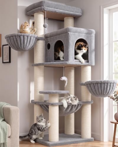 Image of Globlazer Cat Tree Tower with 12 Extra-Thick Full-Sisal Scratching Posts