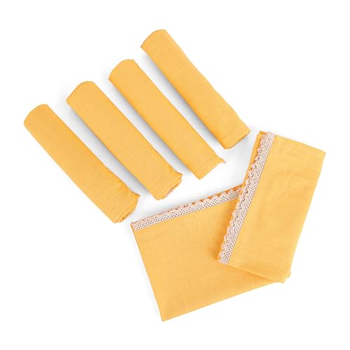 Image of FINGERCRAFT Kitchen Cloth 100% Soft High GSM Cotton Fabric Kitchen Towel, 20 x 30 Inches Perfect Size for Kitchen Uses, Set of 6, Multipurpose Use as Dish Towel, Bar Towel (Yellow)