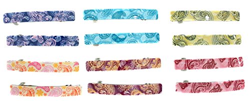Making Waves Womens Paisley Hair Barrettes (12 Piece Set) 2.5" Long